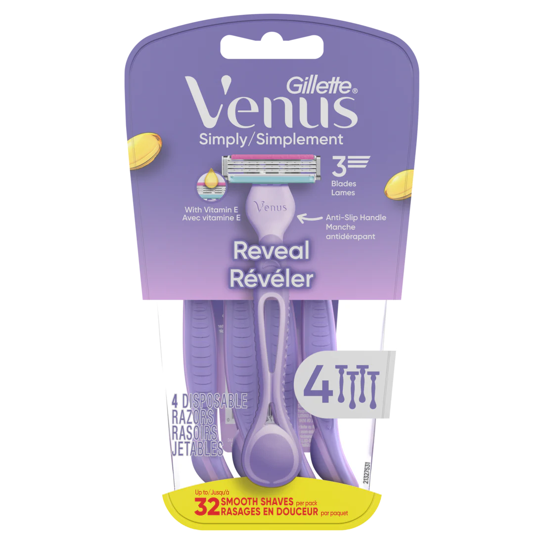 Venus Simply 3 Reveal Disposable Razors - 4ct/4pk