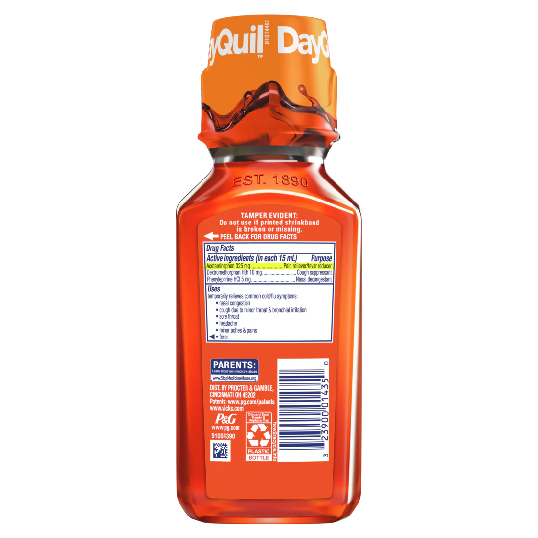 Vicks Dayquil Cold & Flu Relief Liquid Over-The-Counter Medicine Non-Drowsy Powerful Multi-Symptom Daytime Relief For Headache Fever Sore Throat Minor Aches And Pains Nasal Congestion Sinus Pressure And Cough - 8oz/12pk - Image 2