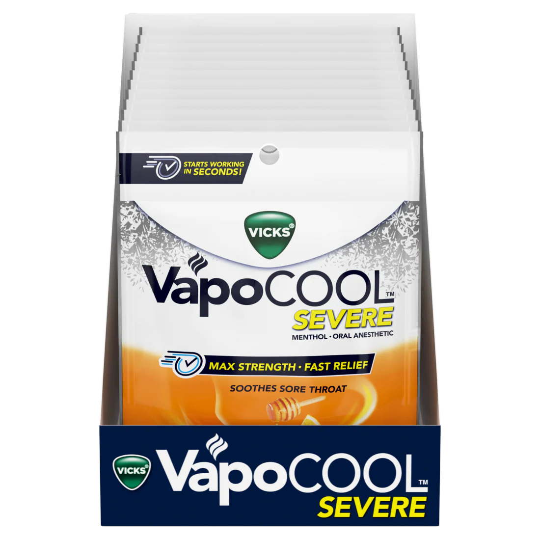 Vicks Vapocool Severe Max Strength Menthol Cough Drop Alternative/Sore Throat Lozenge For Sore Throat Relief Honey Lemon - 45ct/9pk - Image 3
