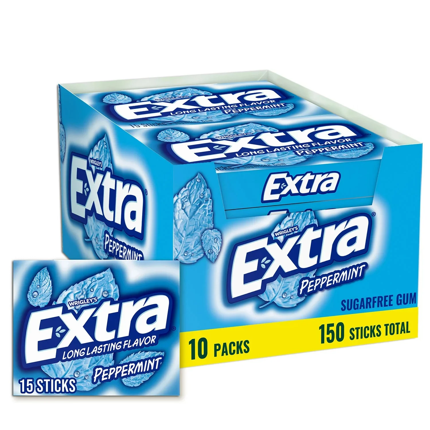 Wringley's Extra Peppermint Sugar Free Chewing Gum - 15ct/10pk