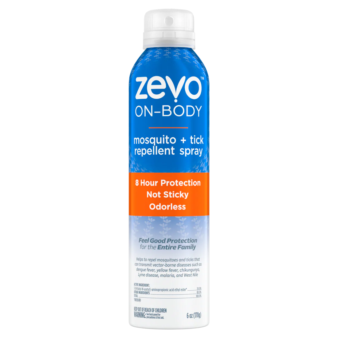 Zevo On Body Mosquito Repellent + Tick Repellent - Bug Spray - Aerosol Spray - 6oz/6pk
